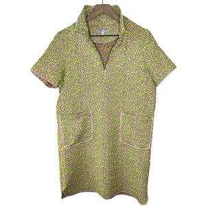 PATTY KIM Tiffany Posable Collar Leopard Print Shift Dress Size M